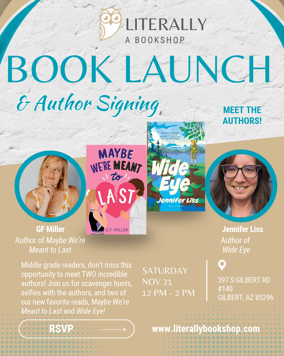 Dual Author Signing: Jennifer Liss (Wide Eye) & GF Miller (Maybe We're Meant to Last)